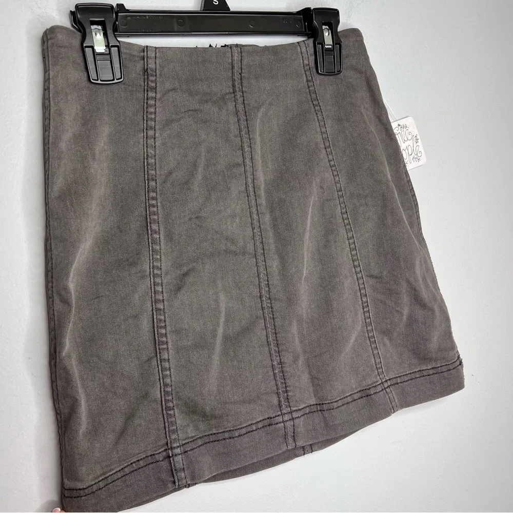 NEW Free People We‎ the Free Modern Femme Denim Stretch Mini Skirt Black Jean